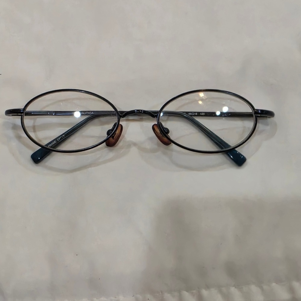 Nautica Eyeglass Frames Unisex 46-18-120 Dark Gray Oval N9003 Excellent Metal